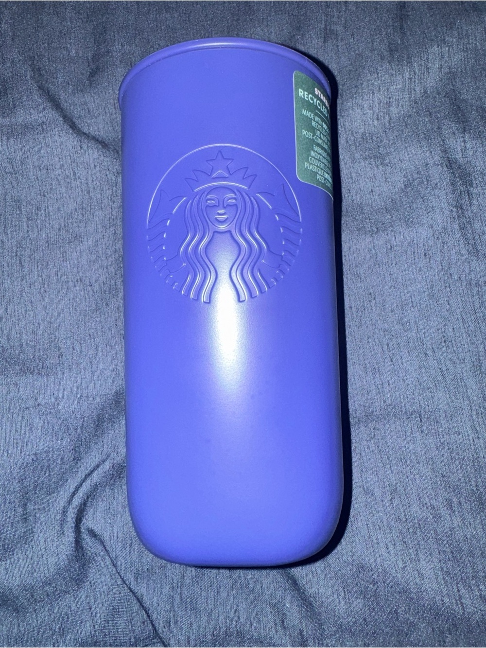NWT Starbucks Purple Triangle Travel Tumbler with Embossed Logo 16 ounce